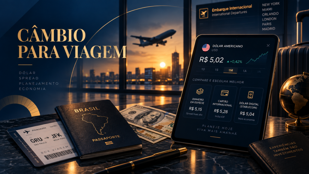 Compra de dólar e câmbio para viagem internacional